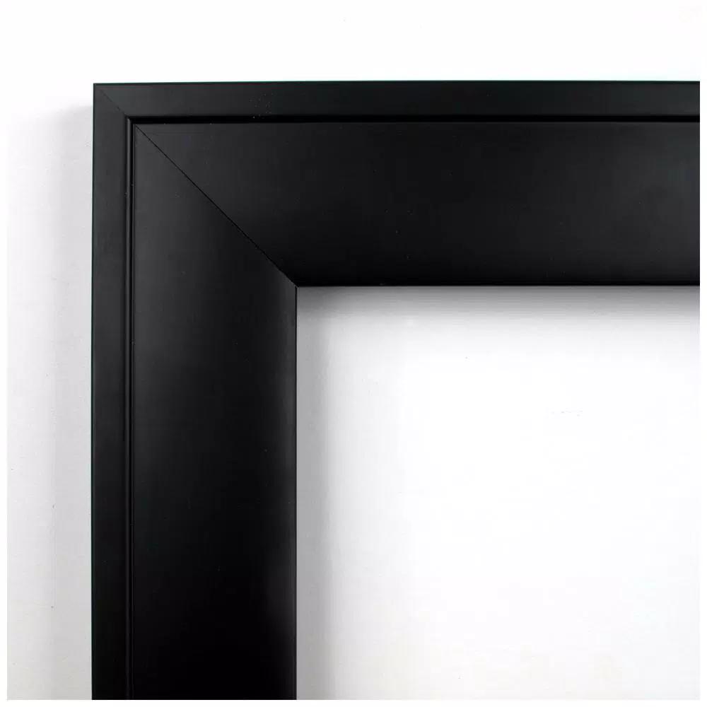 Amanti Art Nero 23 in. Square Beveled Edge Bathroom Vanity Mirror, Black Satin Wood Frame