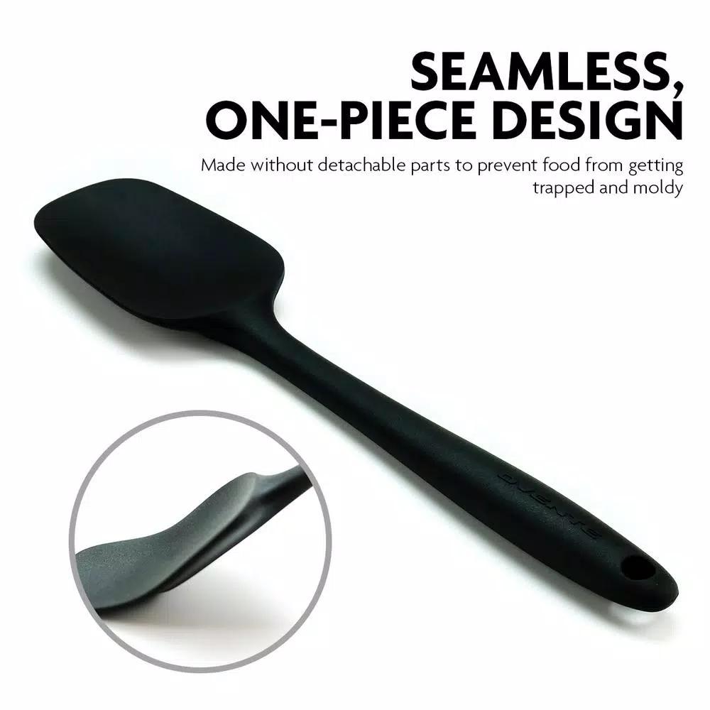 Ovente Premium Silicone Spatula with Stainless Steel Core, Heat Resistant up to 500°F, BPA-Free, Black