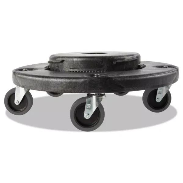 Rubbermaid Commercial Products Rubbermaid Brute Quiet Trash Can Dolly with Non-Marking Red Casters