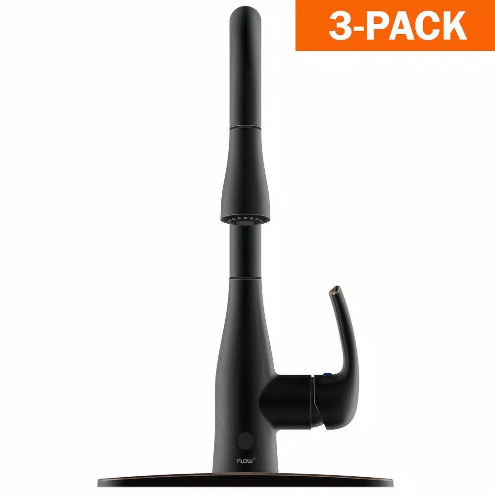 Flow Series Motion Activated Single-Handle Pull-Down Kitchen Faucet, Oil Rubbed Bronze (3-Pack)