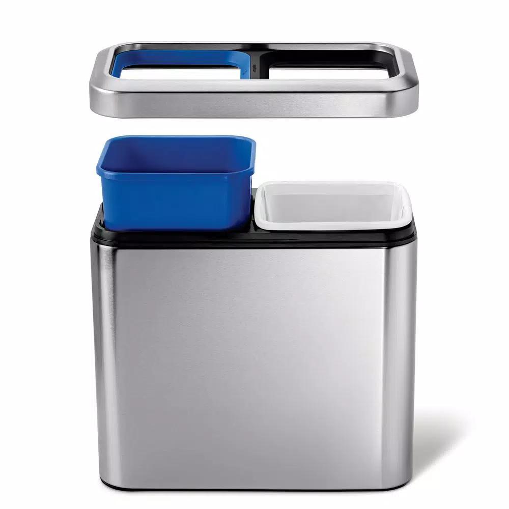 simplehuman 20-Liter Slim Open Recycler, Fingerprint-Proof Brushed Stainless Steel