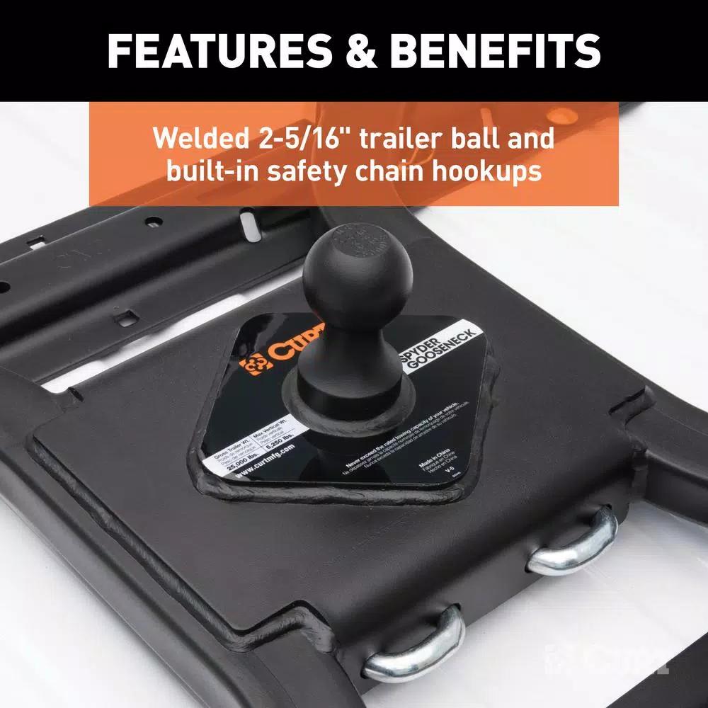 CURT Spyder CURT 5th Wheel Rail Gooseneck Hitch - 2-5/16" Ball