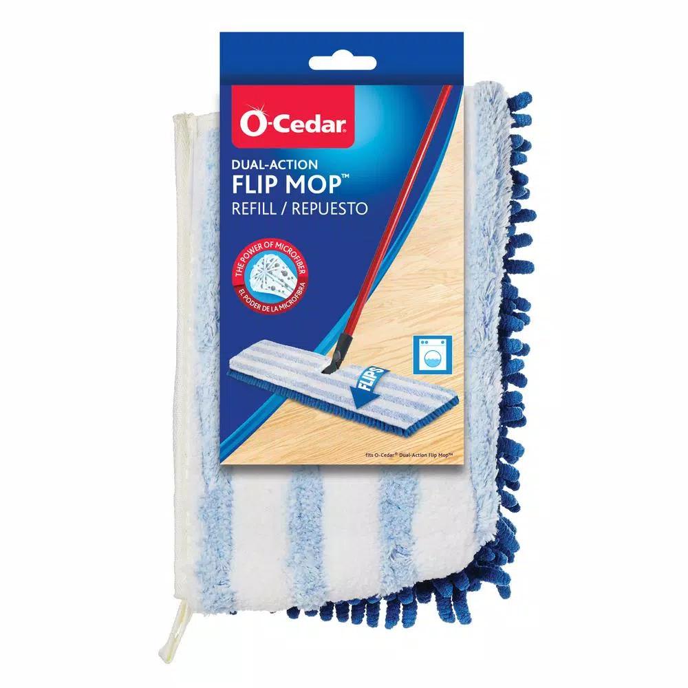 O-Cedar Dual Action Microfiber Flip Mop Refill - Blue Wet/Dry Flat Mop Pad