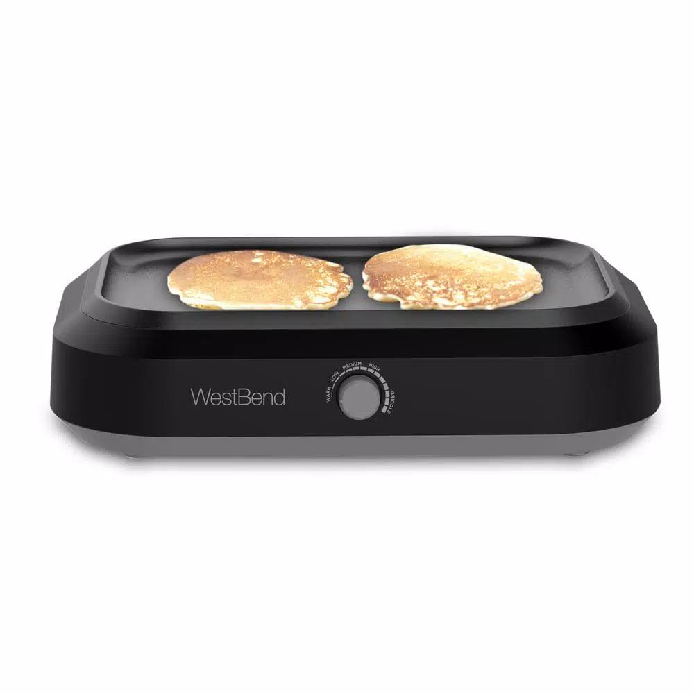 West Bend 5 Qt. Silver Non-Stick Versatility Slow Cooker with Griddle Base, Travel Lid and Thermal Tote
