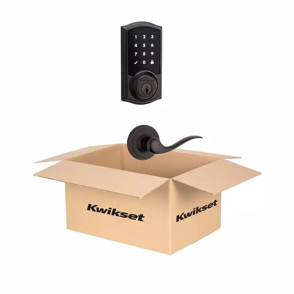 Kwikset Premis Apple HomeKit Smart Deadbolt with Tustin Hall/Closet Lever, Venetian Bronze