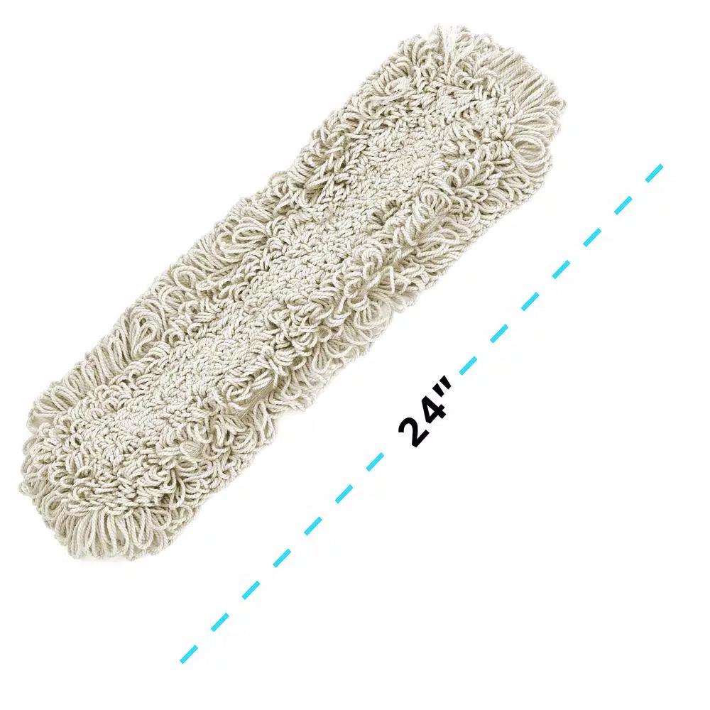 Alpine Industries 24 in. Cotton Dust Mop Set with 60 in. Telescopic Metal Handle