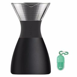 ASOBU 4-Cup 32 oz. Black Pourover Insulated Coffee Maker with Reusable Straw thumbnail 1