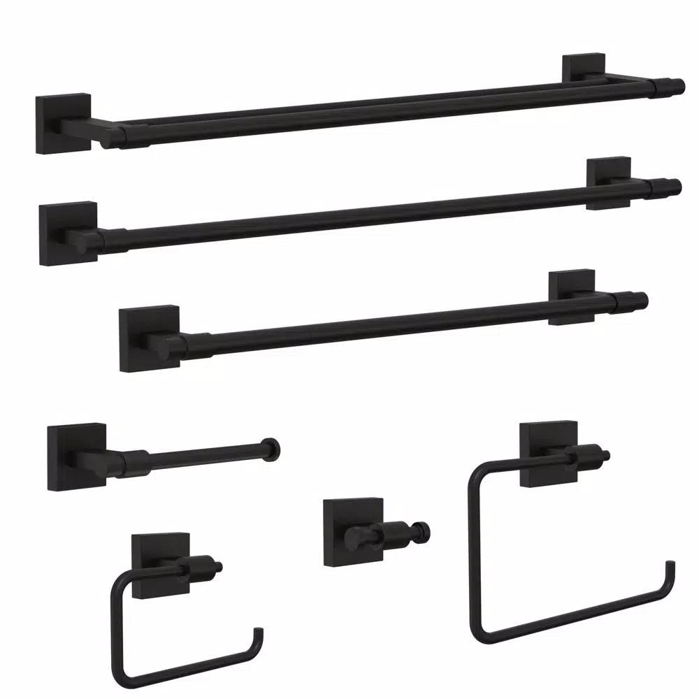 Franklin Brass Maxted 24 in. Double Towel Bar, Matte Black Modern Wall Mounted Bathroom Hardware
