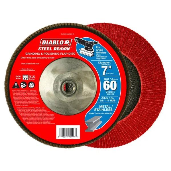 Diablo Steel Demon 7 in. 60-Grit Coarse Grinding and Polishing Flap Disc, Type 29 Conical Design
