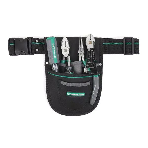 Commercial Electric 7-Piece Electrician's Tool Set with 6-Pocket Tool Pouch