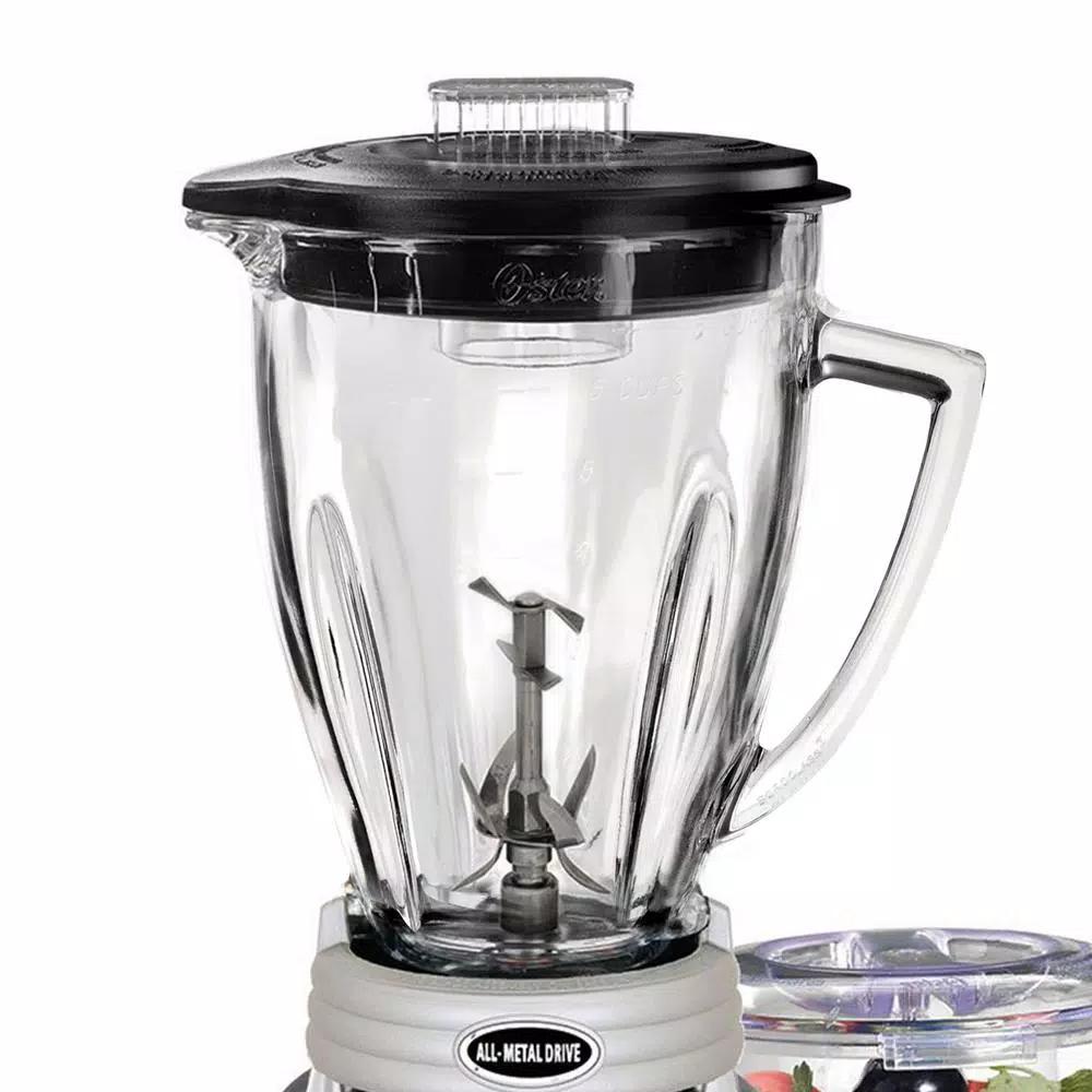 Oster Whirlwind Heritage Blend 1000W Blender with Food Processor Attachment, 48 oz Glass Jar, Chrome