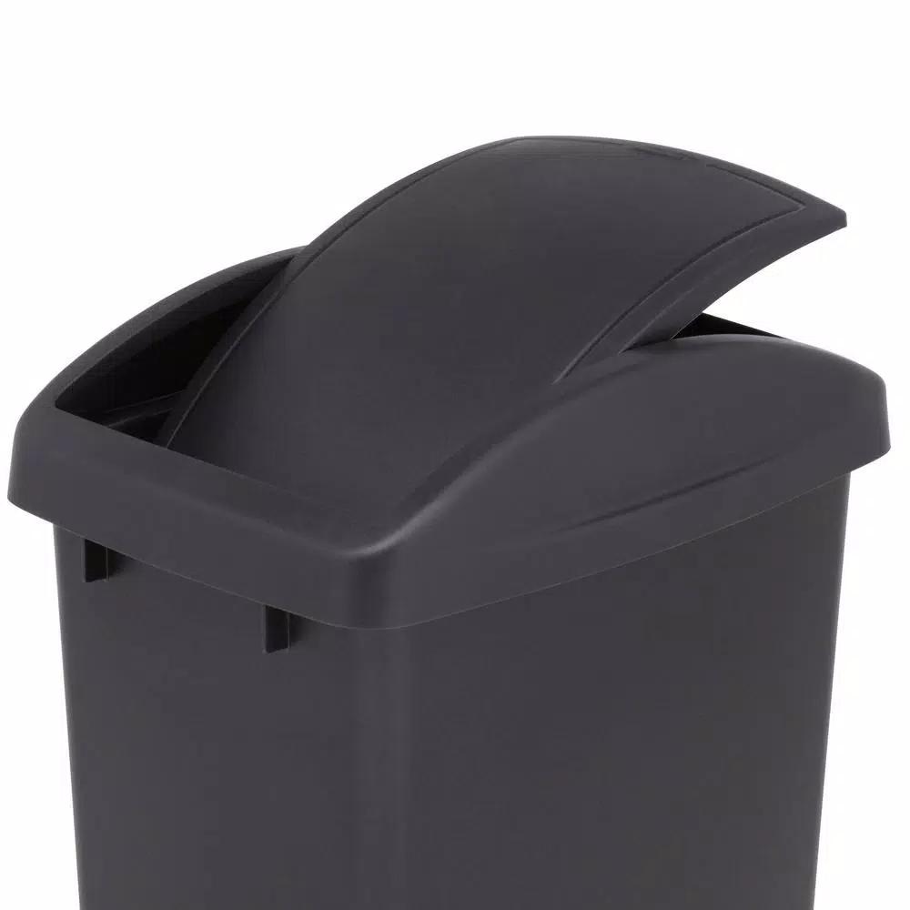 Rubbermaid 12.5 Gal. Black Swing Top Plastic Wastebasket