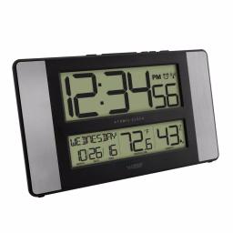 La Crosse Technology 11 in. Atomic Digital Wall Clock with Temperature, Humidity & Calendar - Aluminum Finish thumbnail 3