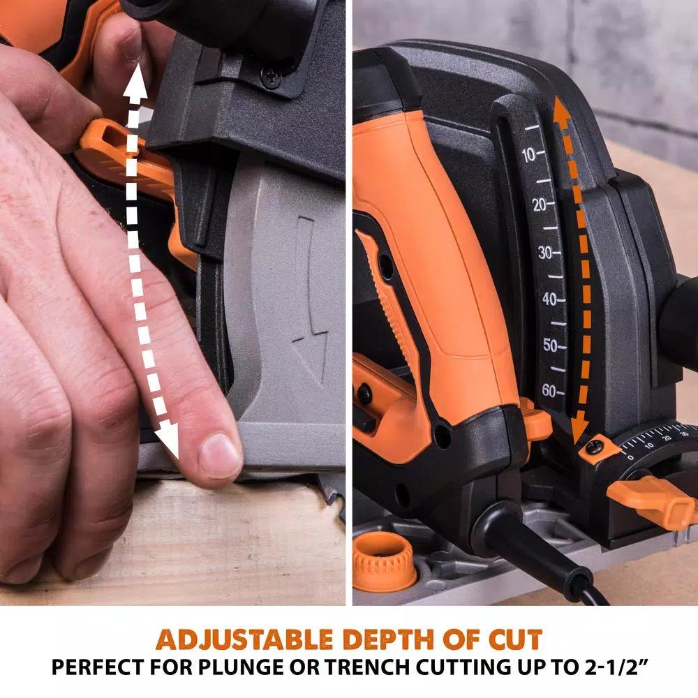 Evolution Power Tools 15 Amp 7-1/4 in. Corded Circular Track Saw Kit with 40 in. Track and Multi-Material Blade