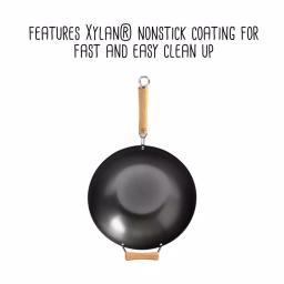 Honey-Can-Do Joyce Chen 4-Piece Carbon Steel Non-Stick Wok Set with High Dome Lid, Bamboo Spatula, and Recipe Booklet thumbnail 3
