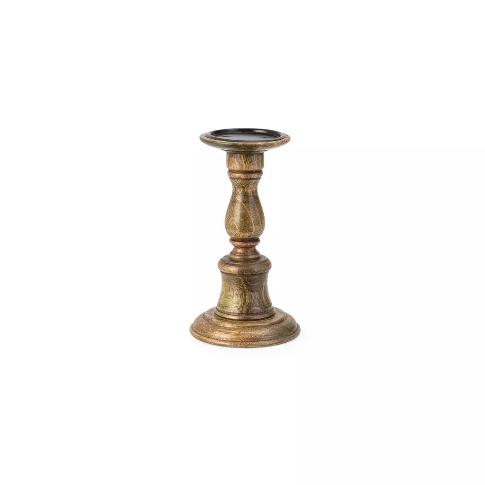 IMAX Rozzi Wooden Candle Holders Set of 5 - Rustic Multi-Colored Candlesticks