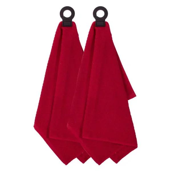 RITZ Hook and Hang Paprika Woven Cotton Kitchen Towel Set of 2