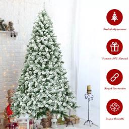 Costway 7.5 ft. Snow Flocked Hinged Pine Artificial Christmas Tree, 1346 Tips, Unlit thumbnail 6