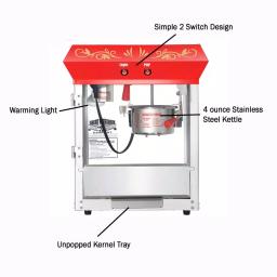 Great Northern Popcorn 4 oz. Red Top Master Popcorn Machine with Stainless Steel Kettle thumbnail 3