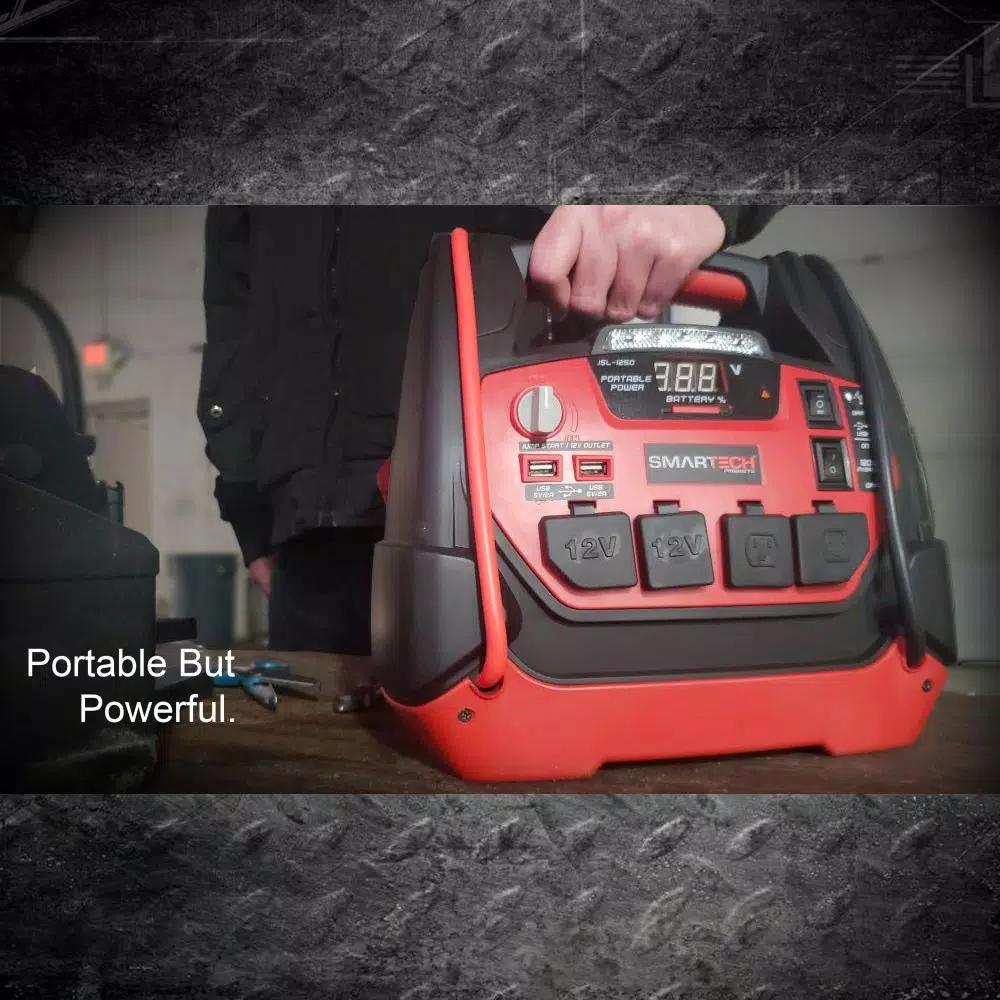 Smartech Products Smartech JSL-1250 Portable Power Station with 1250 Amp Jump Starter and 150 PSI Air Compressor