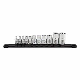 SUNEX TOOLS Sunex 11-Piece Inverted Star Socket Set with Rail, 1/4 in., 3/8 in., and 1/2 in. Drive, Chrome thumbnail 1