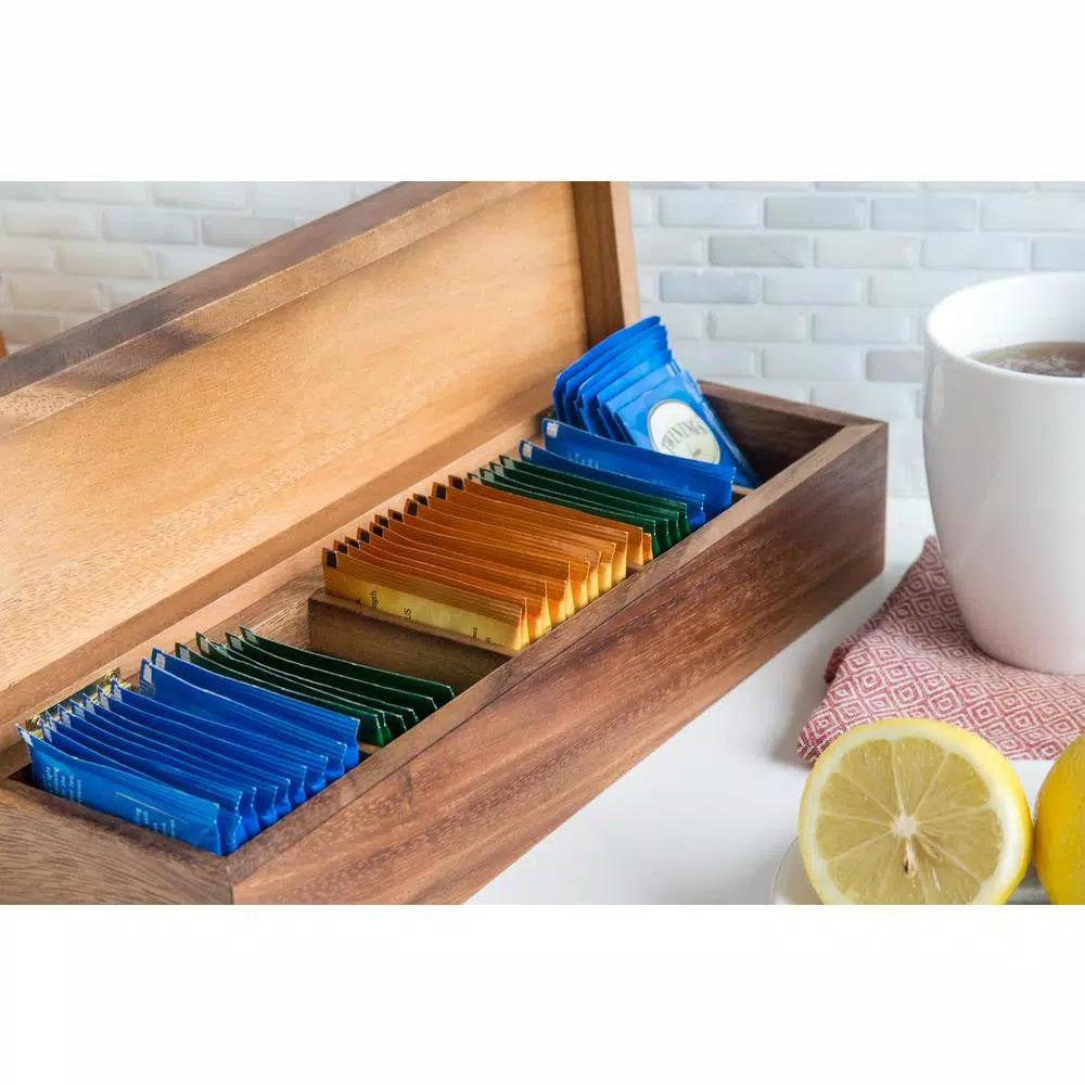 Ironwood Gourmet Townhouse 5-Compartment Acacia Wood Tea Box