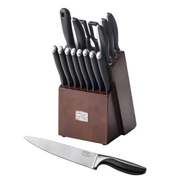 Chicago Cutlery Avondale 16-Piece German Stainless Steel Knife Set with Wood Block