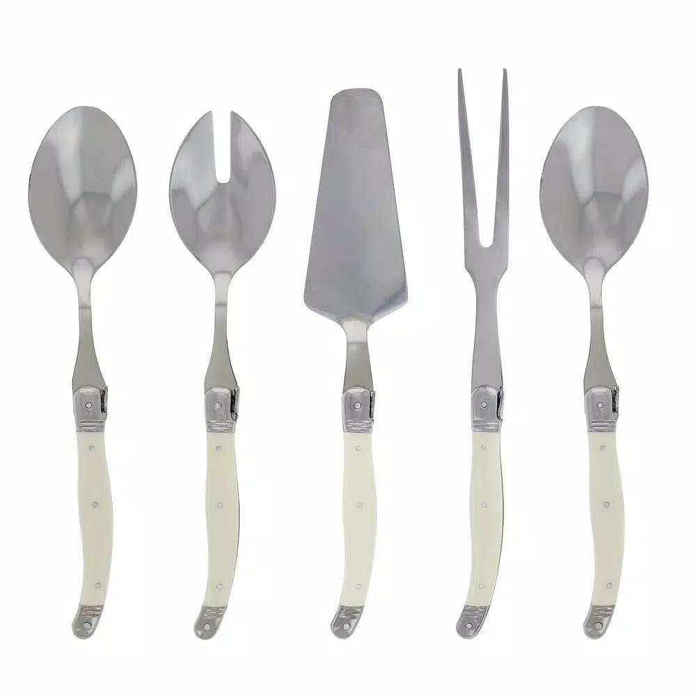 French Home Laguiole 5-Piece Hostess Flatware Serving Set - Faux Ivory