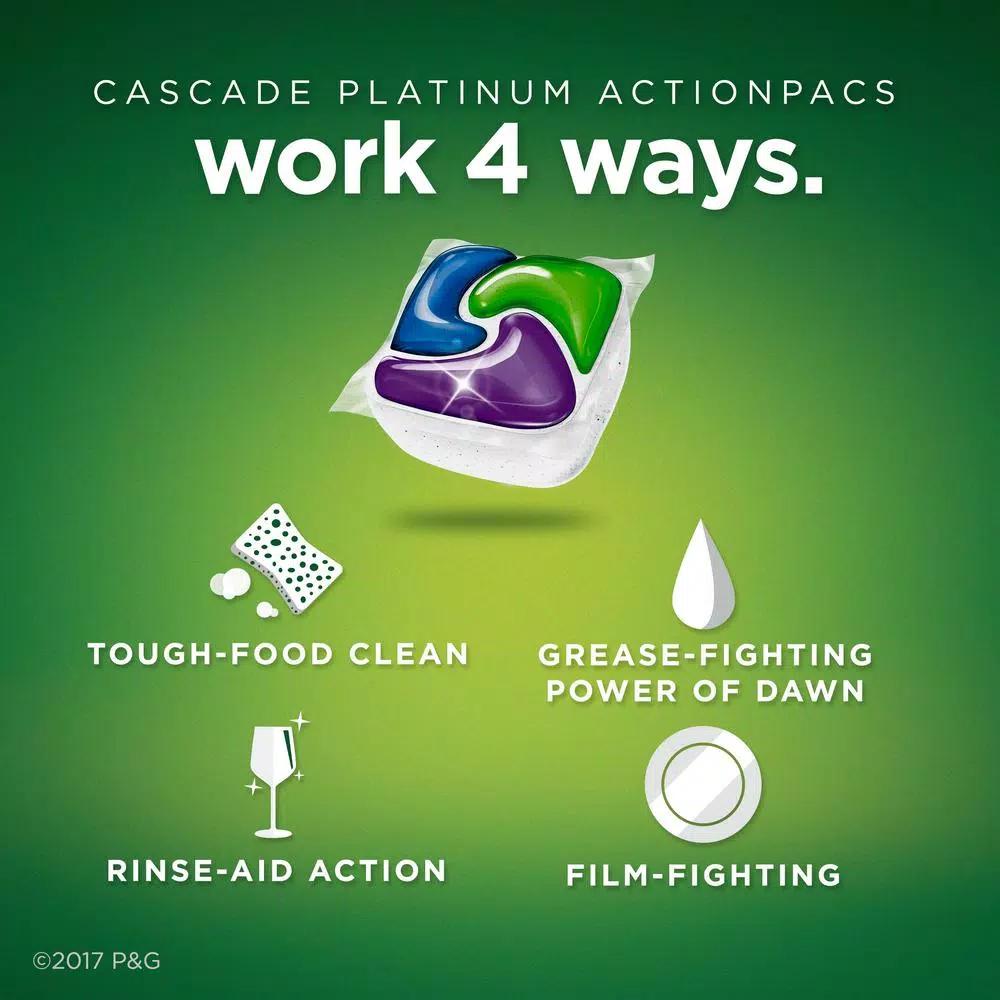 Cascade Platinum ActionPacs Lemon Dishwasher Detergent, 36-Count (6-Pack)