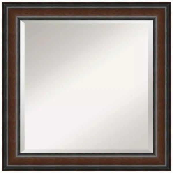 Amanti Art Cyprus Walnut 24.88 in. x 24.88 in. Square Wood Framed Bathroom Vanity Wall Mirror