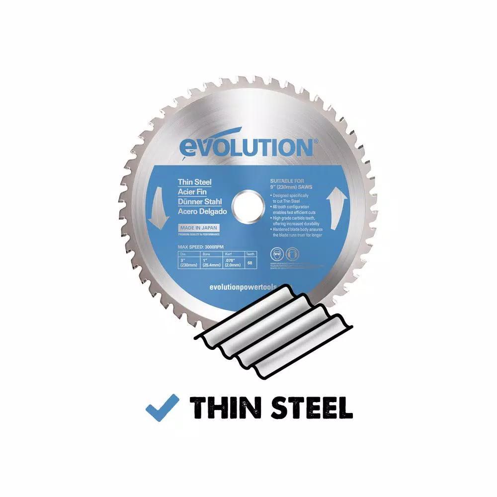 Evolution Power Tools Evolution 9 in. 68-Teeth Carbide Metal Cutting Saw Blade for Thin Steel