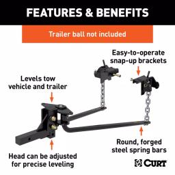 CURT MV Round Bar Weight Distribution Hitch, 8,000-10,000 lbs. GTW, 31-3/16 in. Bars thumbnail 4
