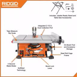 RIDGID 10 in. 15 Amp Table Saw with Folding Stand and SoftStart Technology thumbnail 3
