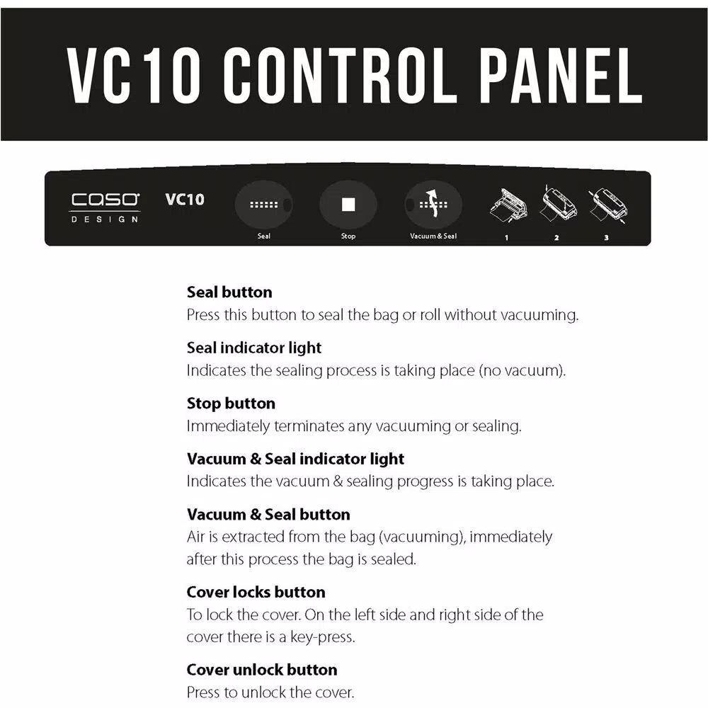 Caso VC 10 Stainless Steel Food Vacuum Sealer with Food Management App and 2 Vacuum Rolls