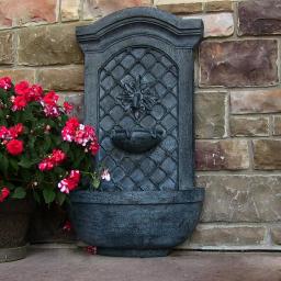 Sunnydaze Decor Rosette Resin Solar Outdoor Wall Fountain with Battery Backup and Lead Finish thumbnail 6