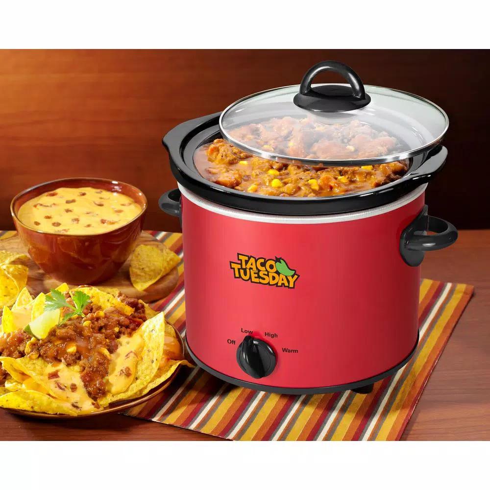 Taco Tuesday 4 Qt. Slow Cooker with Cool-Touch Handles, Red