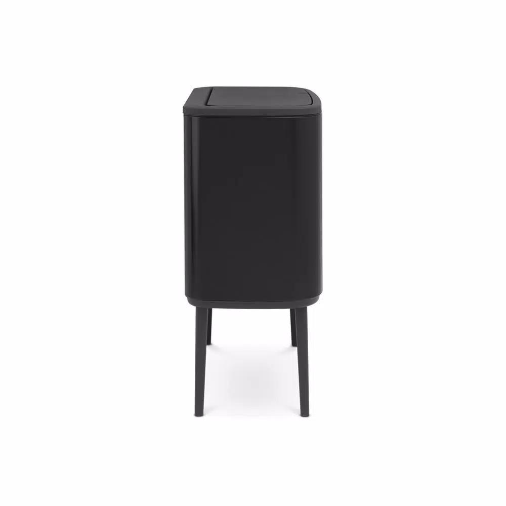 Brabantia Bo Touch 9.5 Gallon Dual Compartment Matte Black Steel Rectangular Touch Top Trash Can