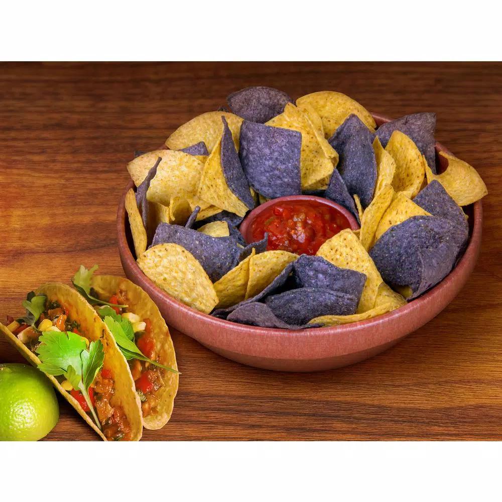 TACO TUESDAY 10.5 in. Brown Plastic Circular Chip and Salsa Serving Bowl Set, 2-Piece