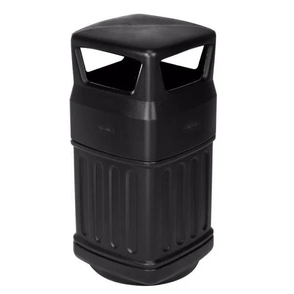 Alpine Industries 16 Gal. Black Open Dome Top Commercial Trash Can, Indoor/Outdoor