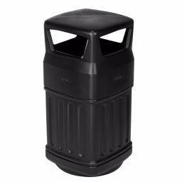 Alpine Industries 16 Gal. Black Open Dome Top Commercial Trash Can, Indoor/Outdoor thumbnail 1