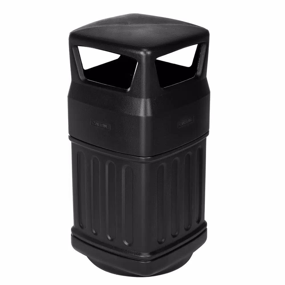 Alpine Industries 16 Gal. Black Open Dome Top Commercial Trash Can, Indoor/Outdoor