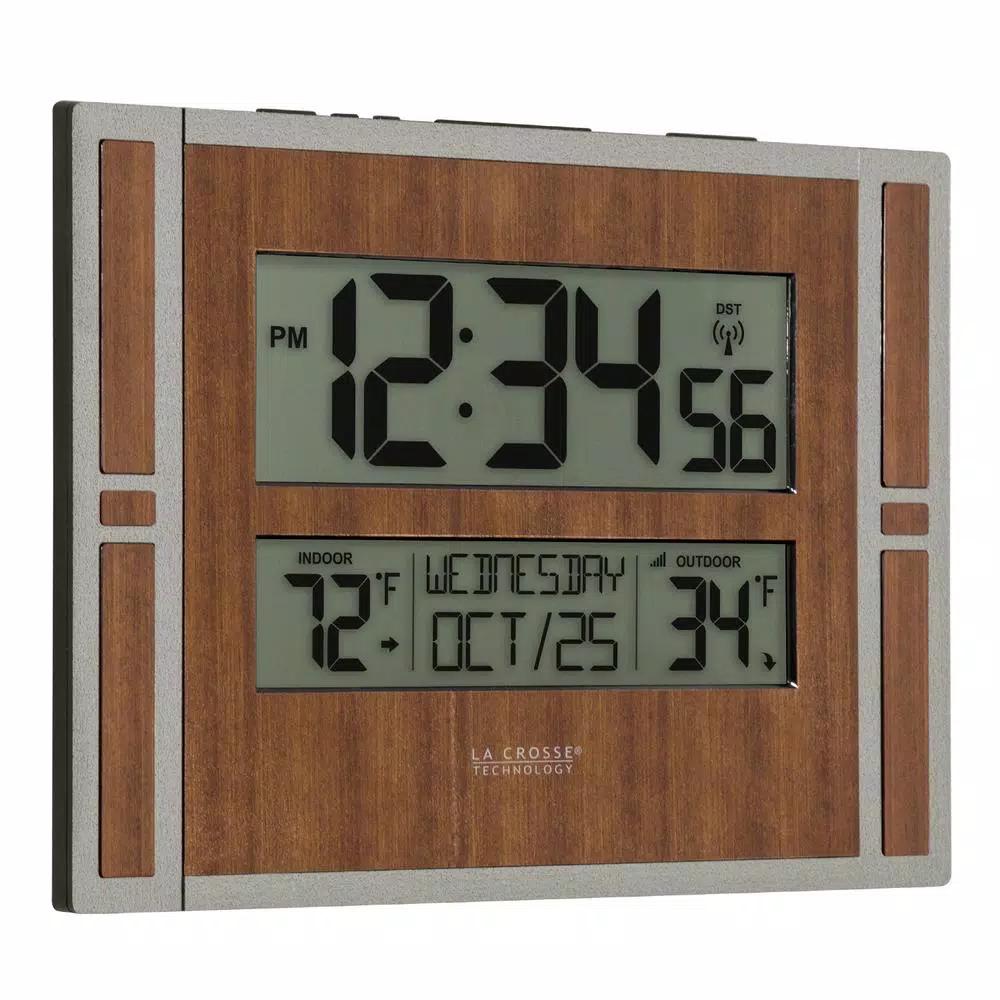 La Crosse Technology Atomic Digital Wall Clock with Wireless Outdoor Temperature Sensor and Daylight Saving Time
