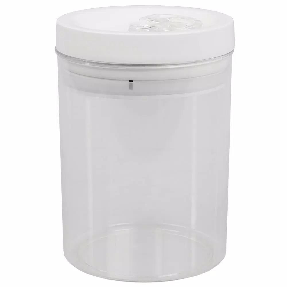 Home Basics 1.5 L Twist 'N Lock Air-Tight White Round Plastic Food Storage Canister