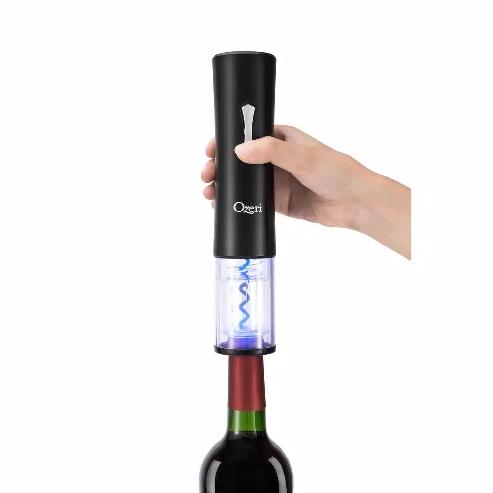 Ozeri Gusto Electric Wine Opener, Cordless Battery Operated Corkscrew with Integrated Foil Cutter
