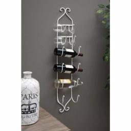 IMAX Worldwide Home 41.25 in. White Metal Wall-Mounted Towel and Wine Rack thumbnail 2
