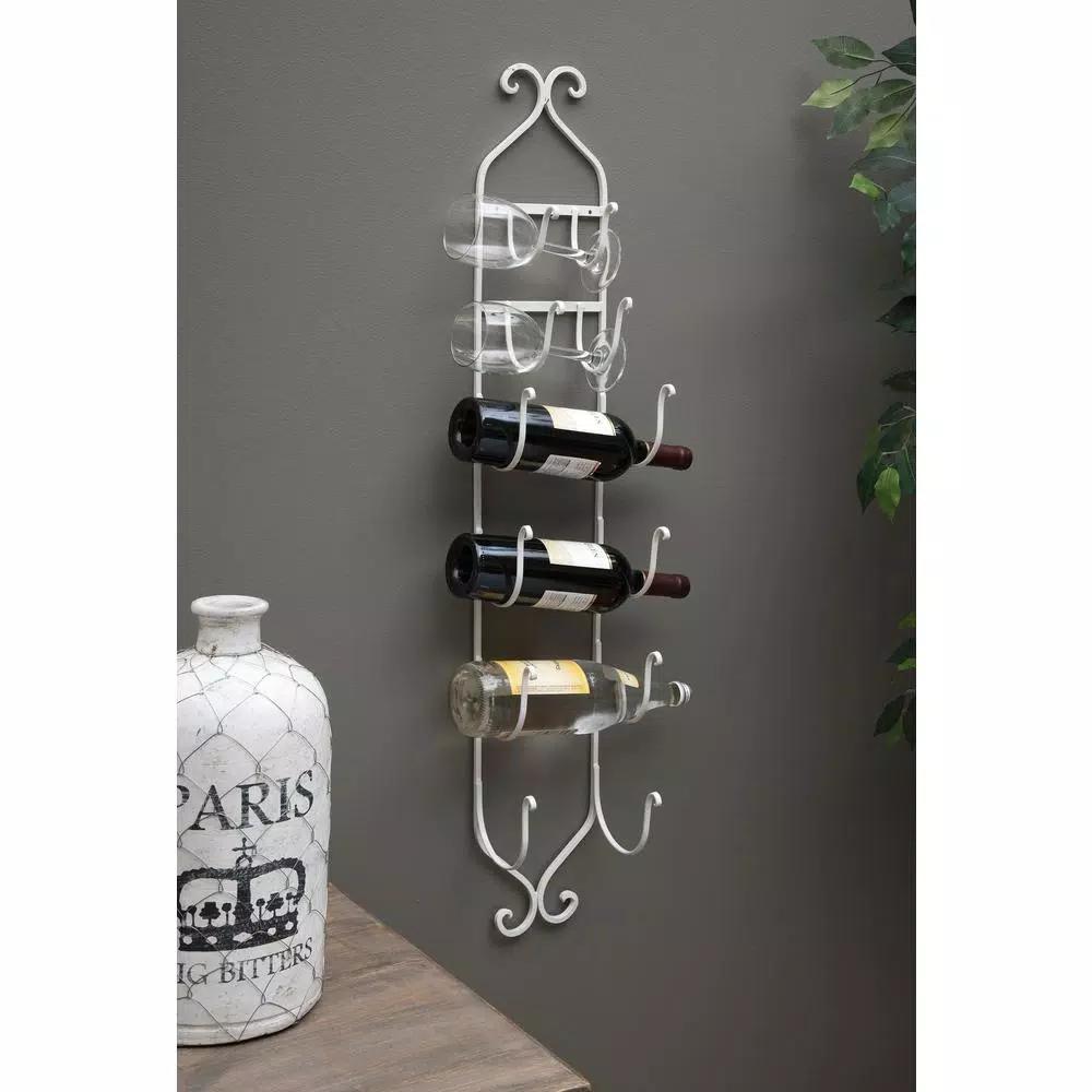 IMAX Worldwide Home 41.25 in. White Metal Wall-Mounted Towel and Wine Rack