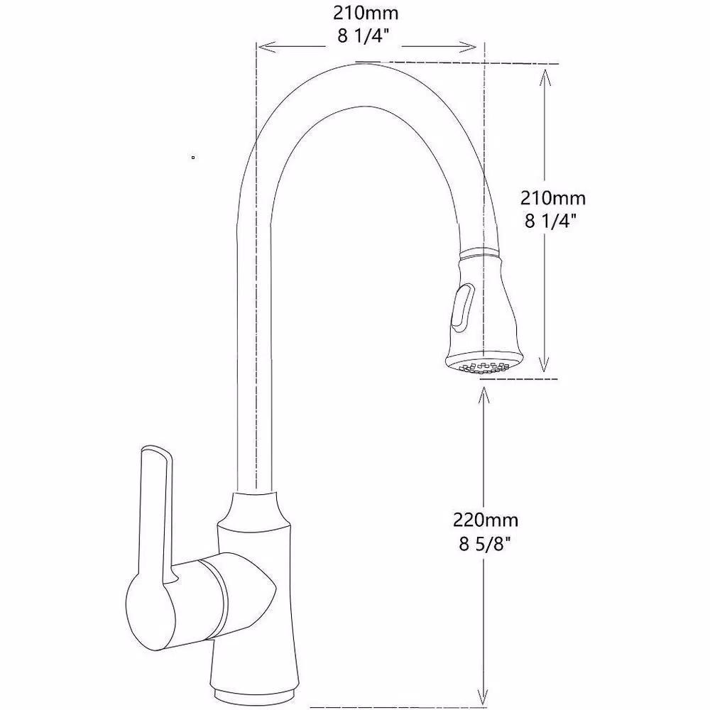 Vanity Art Brushed Nickel Single-Handle Pull Out Kitchen Faucet with 360 Degree Swivel Spout