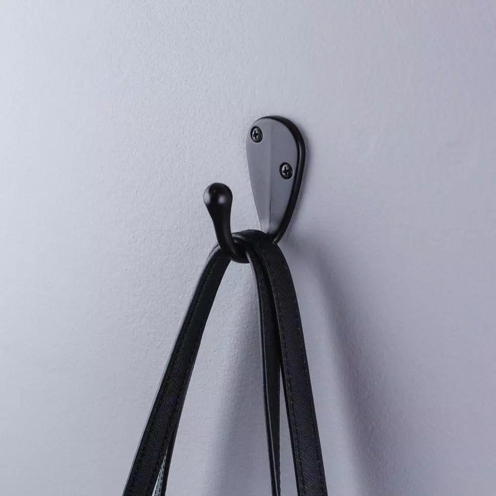 Everbilt Matte Black Single Robe Hook, Light Duty Steel (5-Pack)