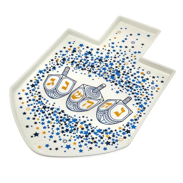 Godinger White Bone China Dreidel Platter for Hanukkah Serving