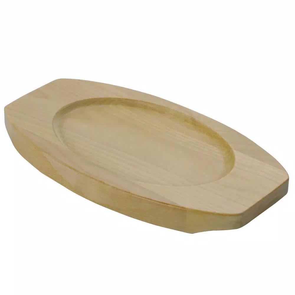 Gibson Home Campton 0.35 qt. Oval Cast Iron Mini Casserole Dish with Lid and Wood Base, Black
